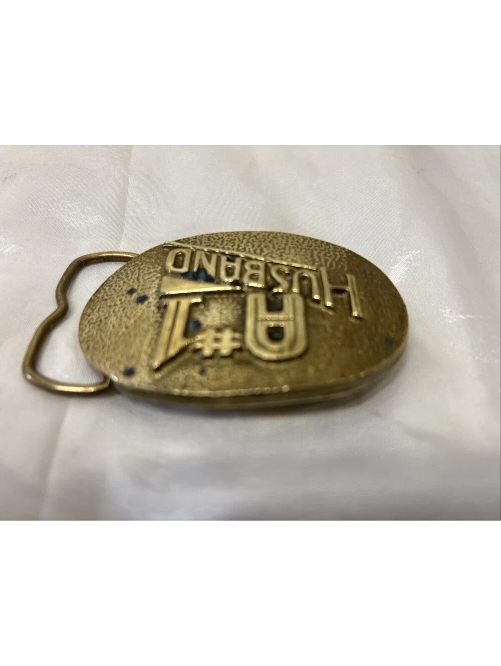 Vintage 1979 Solid Brass Belt Buckle A #1 HUSBAND By Aminco No. 4106 Taiwan Made